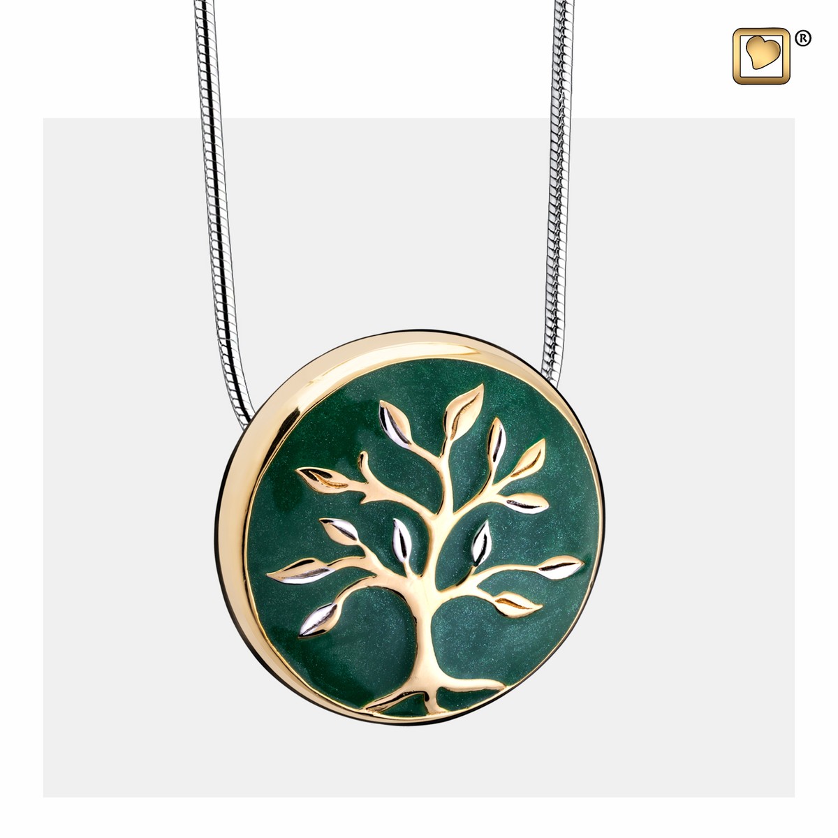 TreeofLove Ashes Pendant Green&Pol Gold Vermeil