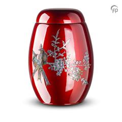 Urn glasfiber rood met vogels